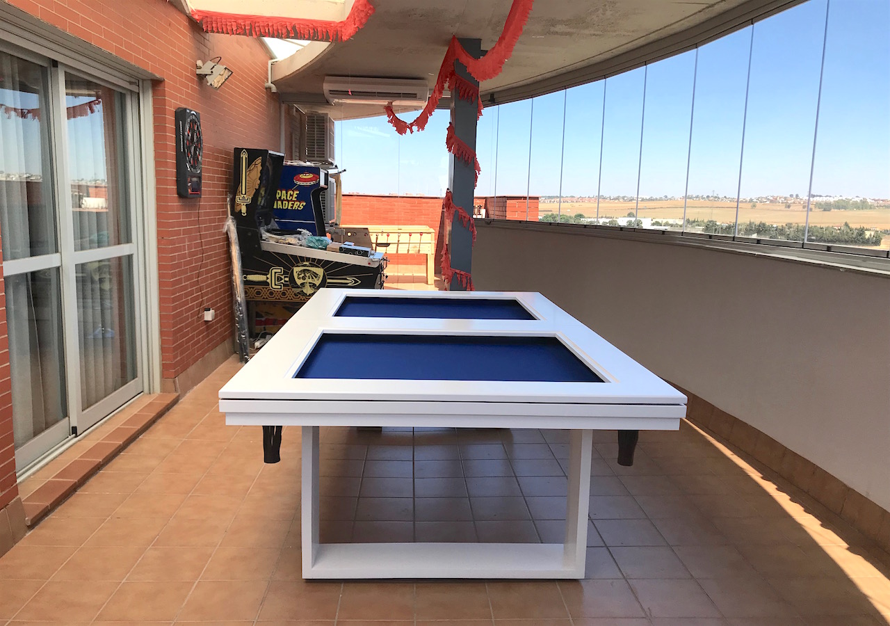 Tapas de billar convertible en madera maciza — comedor, cristal y ping-pong de El Billar