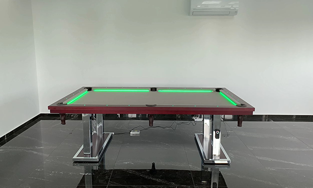 Mesa de billar con iluminación LED fabricada por El Billar en Móstoles